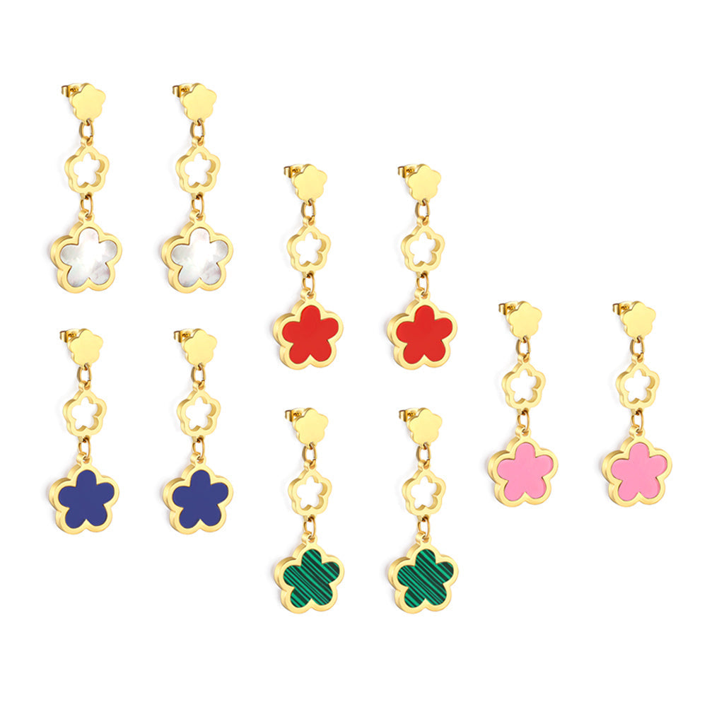 Peach Blossom + Hollow Peach Blossom + Peach Blossom Earrings with Shell Accessories asonjewelry